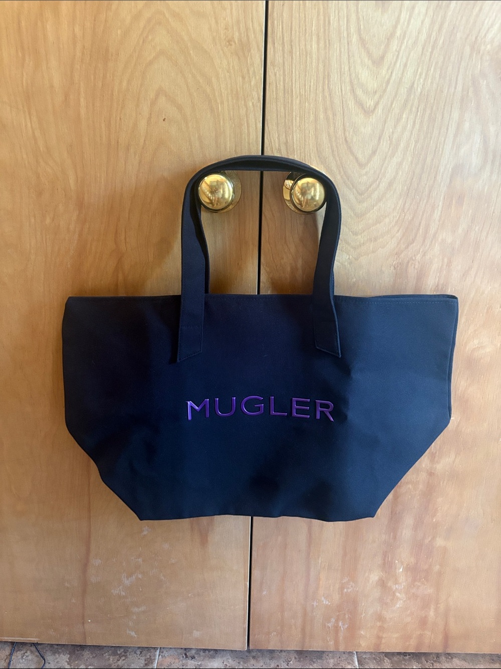 Mugler Black Tote with Purple Logo